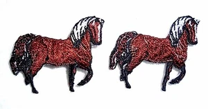 Lot of 2 Brown Horse Western Embroidered Iron On Patches White Mane - Bild 1 von 3