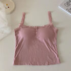 pink Women's Lace Top Summer Sleeveless Ribbed Camisole Vest Tops