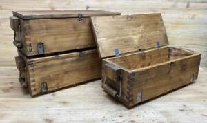 Rustic Vintage Wooden Ammo Box Reclaimed Storage Chest Toolbox Gift Box