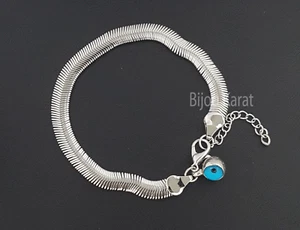 Nazar Armband Evil Eye Silber Armkette Blaues Auge Anhänger Mavi Tas Bileklik - Bild 1 von 1