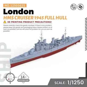 SSMODEL SS1250562S 1/1250 Military Model Kit HMS London Cruiser 1945 FULL HULL - Picture 1 of 4