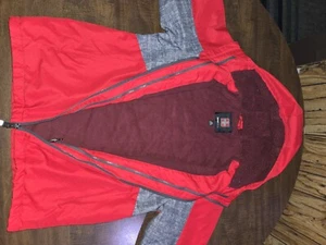 Swiss Tech Womens L Red Ski Coat Jacket Fleece Lined Hood Full Two Ziper Parka - Picture 1 of 21