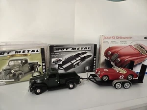 Testors 41 Plymouth Pickup, 48 Jaguar 120 Roadster & Trailer Metal Super Nice - Picture 1 of 14