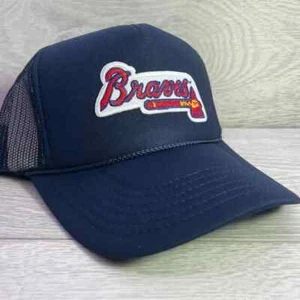 NUEVO ATLANTA ATL BRAVES AZUL MARINO GORRA SOMBRERO 5 PANELES CORONA ALTA CAMIONERO SNAPBACK - Imagen 1 de 2