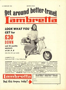 1963 Advert LAMBRETTA '125' Scooter (2) Original Motor Cycle Print Ad Ephemera - Imagen 1 de 1