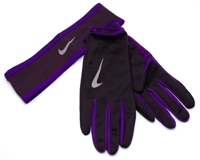耐克 Dri-Fit 女式头带和手套套装 M/L Port 紫色/银色 — 第 1/4 张图片