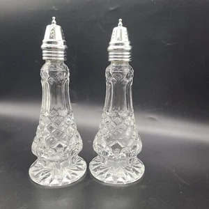 Belleek Pottery Galway Crystal Ashford Set Salt/Pepper Shakers 7.5" Crystal - Picture 1 of 8