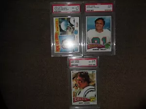 1975 TOPPS FOOTBALL PSA 6,7,8 GRADED LOT-BERT JONES, HOWARD TWILLEY, RAY GUY - Picture 1 of 2