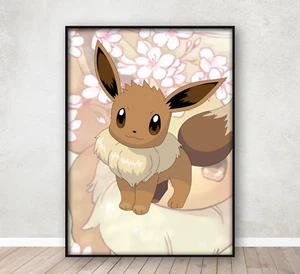 Póster de arte de pared dormitorio infantil Eevee Pokemon estampado enmarcado A4 - Imagen 1 de 5