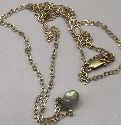 Collar Colgante Labradorita Vintage Cadena 14k GF Foto 1 de 4