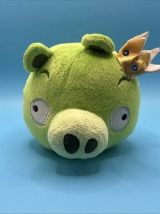 Angry Birds King Pig 5" Plush NO SOUND Stuffed Animal Green Gold Crown 2010 - Picture 1 of 3