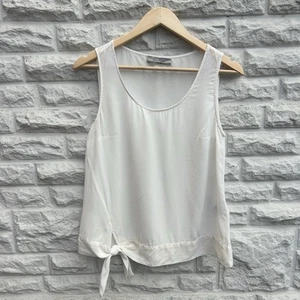 AllSaints Neely Ivory 100% Silk Tie Front Tank Top | Size 10 Minimalist Chic - Picture 1 of 8