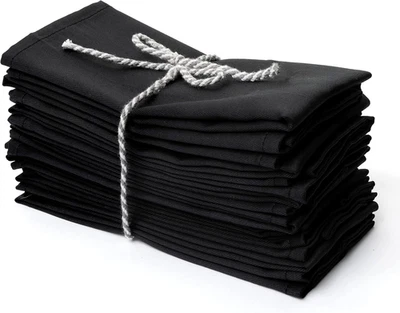 Cotton Blend Black Dinner Napkins 12 Pack, 18x18 Inches, Washable & Durable - Image 1 of 4