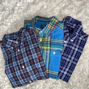 Lote De 3 Camisas POLO RALPH LAUREN Niños 7 Multi Cuadros Botón Frontal Vestido Informal - Imagen 1 de 15