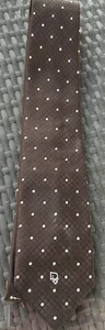 Corbata de cuello vintage Christian Dior para hombre marrón punteado poliéster logotipo - Imagen 1 de 7