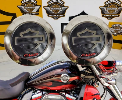 OEM Harley Touring CVO tanque de combustible emblemas insignias negro cromo y rojo genuino H Foto 1 de 4