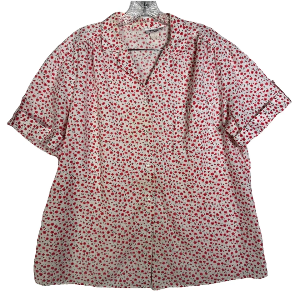 Blusa Vintage Rhapsody Ditzy Floral Manga Corta Botón Para Mujer’s XL Hecha en EE. UU. Foto 1 de 4