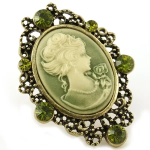 Anillo de Cameo Talla Ajustable Banda Ajustable Latón Tono Oro Tono Oliva Diseñador w1 - Imagen 1 de 1