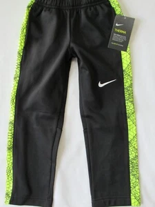 Nike Therma-Fit Kids size 4 Black/Volt Fleece Backing Pockets Sweatpants NEW - Picture 1 of 12