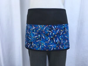 Space rockets server waitress waist Half apron 3 pockets Black restaurant - Picture 1 of 3
