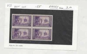 Block of 4 Wisconsin Tercentenary 755 1935 NO GUM AS ISSUED NH free ship from 7$ - Picture 1 of 1