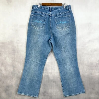 Calça jeans feminina Venezia tamanho 18 cintura alta bordada ocidental indie boêmia - Imagem 1 de 4