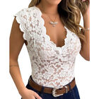 Womens Sleeveless Blouse T-Shirt Tank Plus Siz Ladies Summer Tops Cami Vest Lace