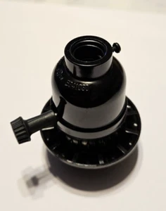 SCHWARZ EIN/AUS ABBIEGEKNOPF GEWINDELAMPENBUCHSE MIT RING MIT GROSSEM 1/2" LOCH 550G - Bild 1 von 10