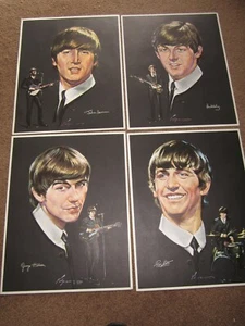 ¡RARO!!! JUEGO DE 4 IMPRESIONES DE COLECCIÓN Obras de Arte de los Beatles ""pinturas"" 1964 - Imagen 1 de 5
