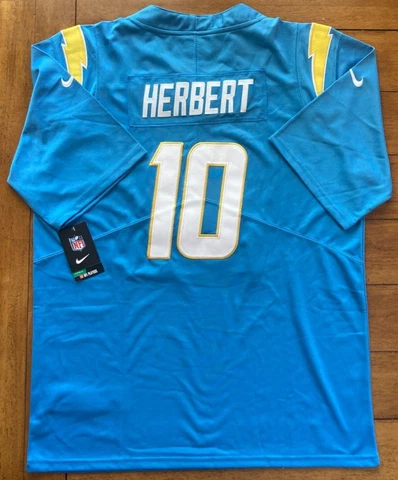 Justin Herbert Chargers Powder Blue Jersey NWT Large Free Shipping U of O Ducks Cover