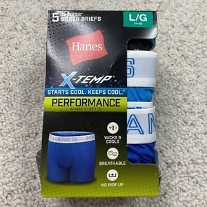 Hanes Boys Boxer Briefs sz L Multicolor Moisture Wicking Tagless 5 Pack NEW - Picture 1 of 12