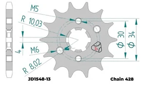 JDCHAINWHEELS Front Sprocket fit for YAMAHA TT-R 125, 2002-2005,13T,428 - Bild 1 von 4