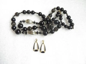 Black and Gold tone Necklace & Earring set - Picture 1 of 5