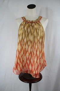 Camiseta sin mangas SUNDANCE para mujer 100 % seda ombre usada en excelente estado talla 10 forrada BoHo - Imagen 1 de 10