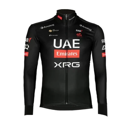 2025 男式保暖抓绒阿联酋自行车球衣骑行长袖球衣夹克 — 第 1/4 张图片