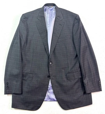 Trussini 60L 50L Gray Gingham Check Blazer Jacket Sport Suit Coat ET Thomas - Image 1 of 4