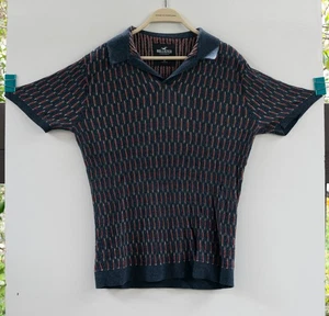 Hollister Men's Blue Johnny Collar Jumper Sweater Polo Shirt Blue Size M - Picture 1 of 5