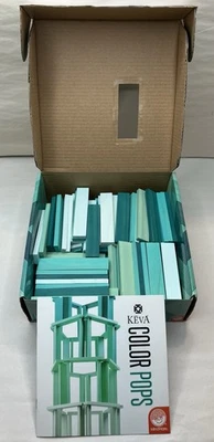 KEVA Color Pops 2013 Mindware Planks Game Teal Blue Learn Stack Build - Image 1 of 4