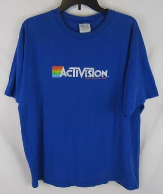 Мужская винтажная футболка Activision размер XL-Royal Blue-Front графика 2004-EUC - Изображение 1 из 4