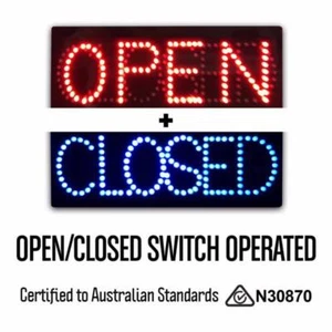 HQ 12V Epoxy 'Open | Closed' LED Sign 60cm x 30cm w/ 3 Modes & Power Adapter - Picture 1 of 3
