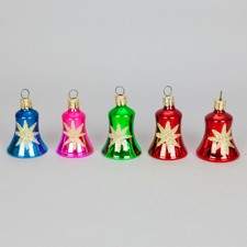 Set 6 decorazioni vetro campanella Natale christmas decorations bell vintage
