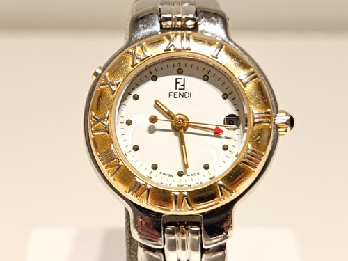 OROLOGIO DA DONNA VINTAGE RARO DUE TONI SVIZZERO ST. STEEL DIVER STYLE GMT QUARZO "FENDI"