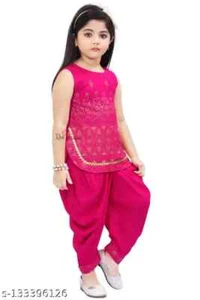 Indian Traditional Baby girl kids fashion frocks Kurti Pant set - Picture 1 of 6