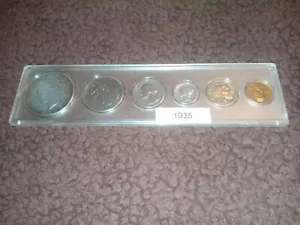 90 Year Old 1935 6 Coin Set 90% Silver Coins All In A Coin Holder 1¢ To 1$ - Picture 1 of 6