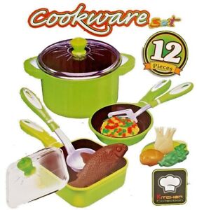 kids pretend kitchen toy play set food accessories pots pans cooking utensils