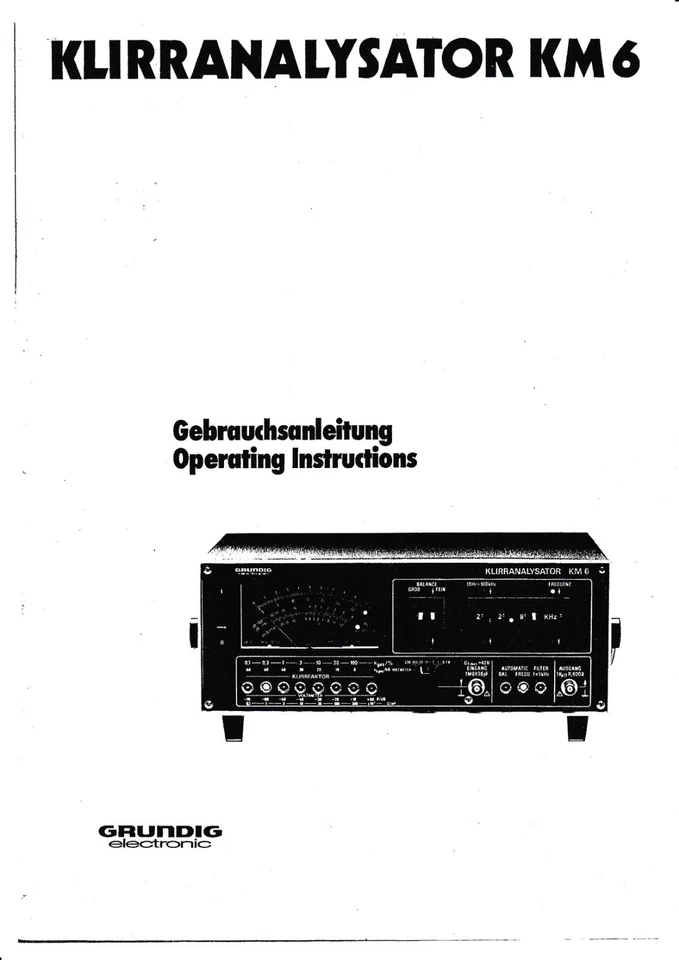 Instrucciones de funcionamiento con diagrama para Grundig KM 6 Foto 1 de 1