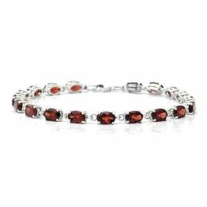 Natural Mozambique Garnet Bracelet in Plat. Over S. Silver (7.25 In) 10.64 ctw - Picture 1 of 3