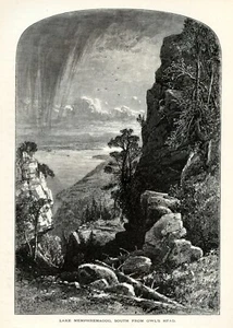 Grabado antiguo Lake Memphremagog Vermont, Quebec, América histórica 1874 - Imagen 1 de 4