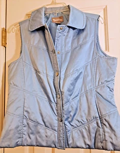 TanJay Size 10 Women's Vest Baby Blue Sleevless Pockets Snap Closure - Picture 1 of 9