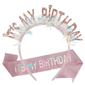 IT'S MY BIRTHDAY Birthday Sash and Headbands for Women Happy Birthday Sashes ... - Picture 1 of 7